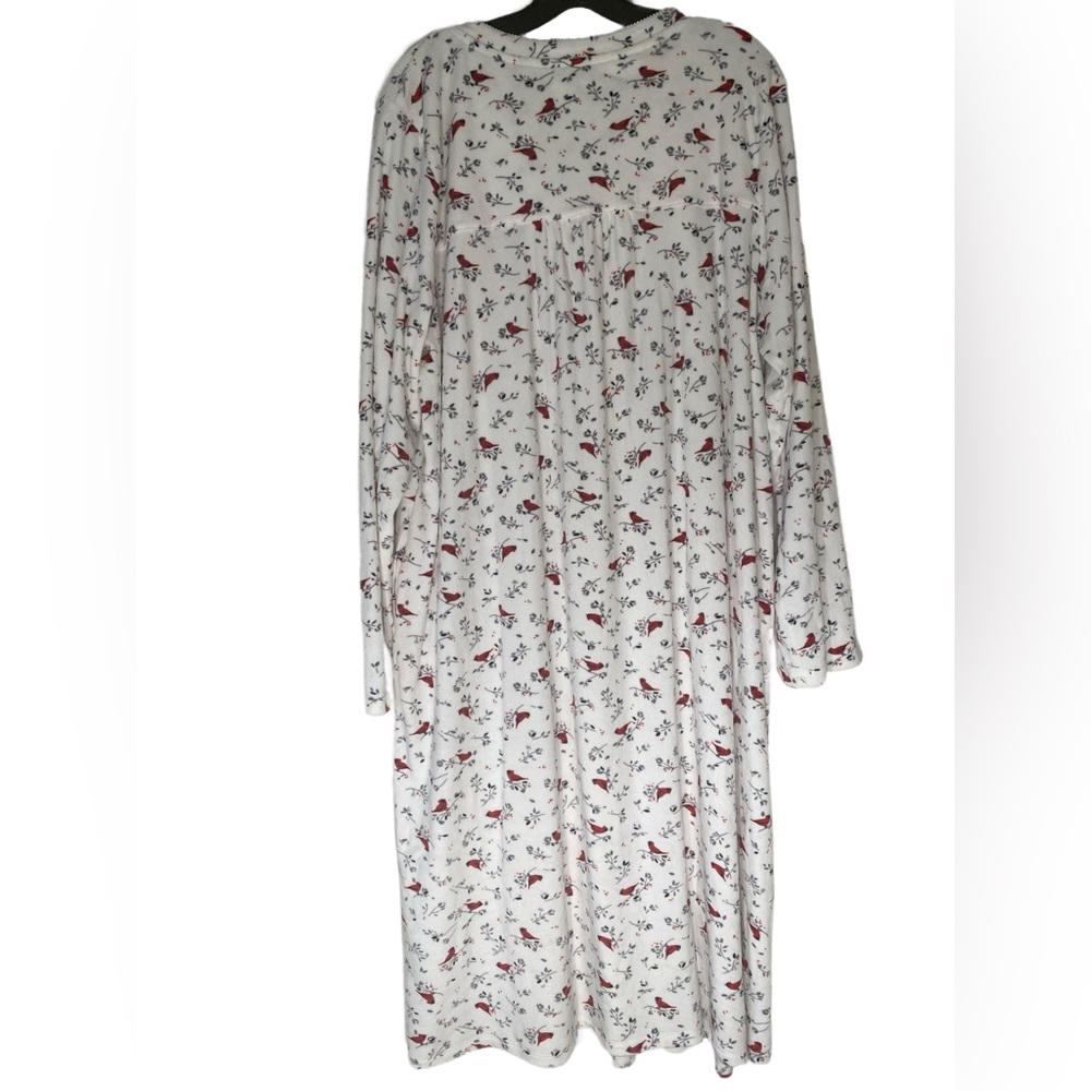 Aria Nightgown 3X White Red Cardinals Extremely Soft Long‎ Sleeve Grannycore - Picture 3 of 9
